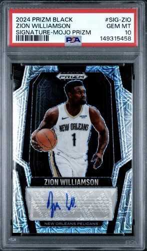 Zion Williamson Mojo /25 Auto PSA 10 POP 1! Prizm Black Basketball Jersey Match!