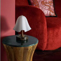 Habitat x Morris & Co Glass Shade Table Lamp 21cm Marble Base 5W LED Decor Lamp