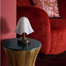 Habitat x Morris & Co. Glass Shade Table Lamp 21cm Marble Base 5W LED Decor Lamp