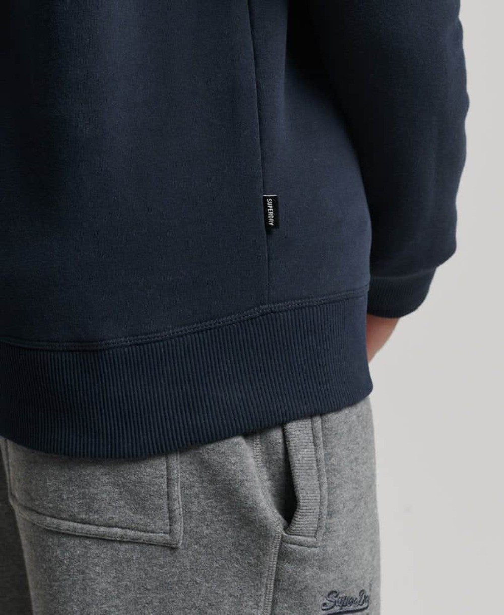 Superdry Mens Vintage Logo Embroidered Zip Henley Top - Eclipse Navy image 5
