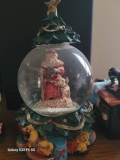 Santa Claus Christmas Snow Globe Glitter Tree Presents Multicolor Glass Resin