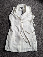 PrettyLittleThing Blazer Dress Size 8 White Tailored Woven Buckle Detail