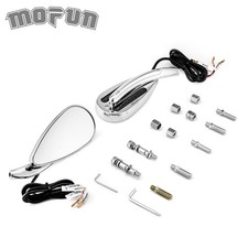 Teardrop Rear View Mirrors W/turn Signal For Harley Sportster 883 Fat Boy Dyna