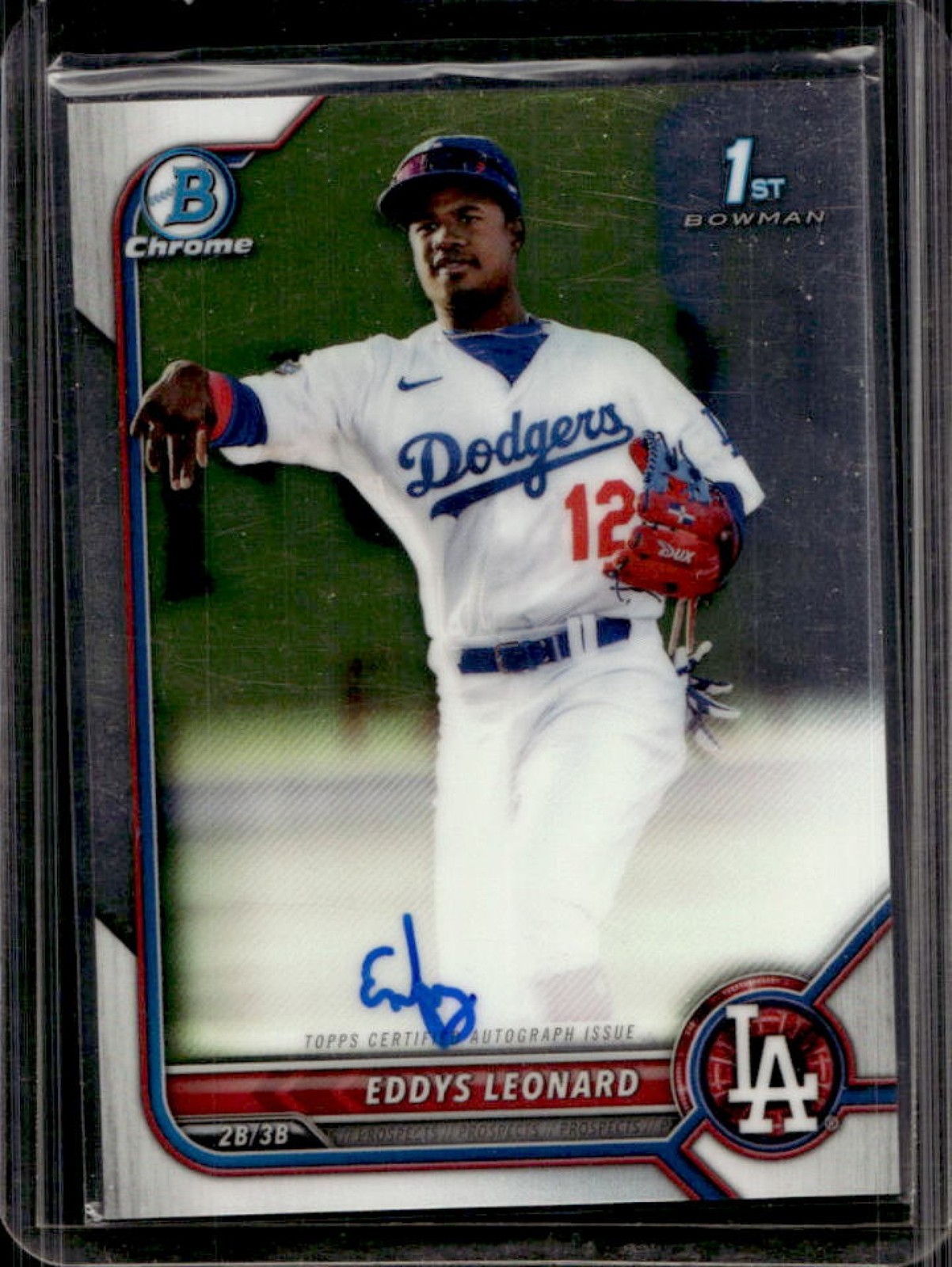 2022 Bowman Eddys Leonard Chrome Auto 1st Prospect #CPA-EL Dodgers