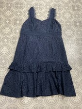 Lovedrobe lace midi dress strappy tiered navy blue UK 18 occasion party