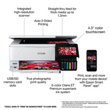 Epson EcoTank Photo ET-8550 Color Inkjet All-...