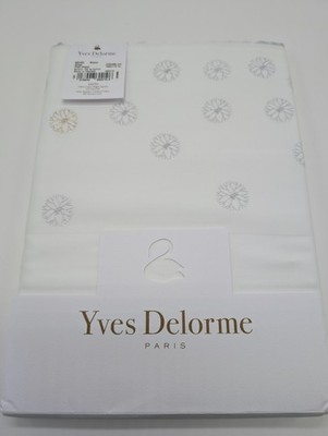 Yves Delorme Super King Flat Sheet Embroidered Snowflakes Egyptian Cotton LE NEW