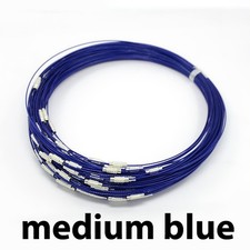Neckwire Stainless Steel 18" MEDIUM BLUE Screw Cord WIre Jewelry Choker BULK