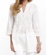 Lilly Pulitzer SARASOTA Beaded Sequin Embellished Tunic Top Size Med Resort