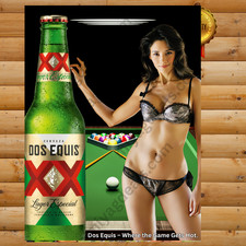 Póster Dos XX Cerveza Sexy Niña 18""x24"" Modelo Mexicana Cueva Bar Decoración Póster