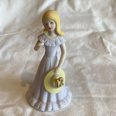 Enesco Growing Up 12th Birthday Girl Blonde Porcelain Figurine '81, 5.5  tall