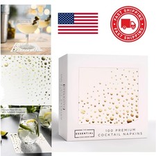 3Ply Cocktail Napkins 100 Count Gold Foil Design for Special Occasions