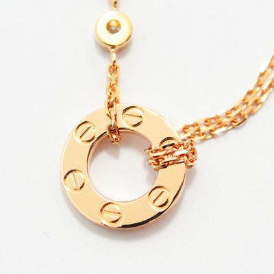 Cartier Bracelet Love Circle Diamond K18PG 750 18cm Chain 4.8g