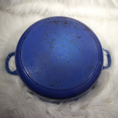 Le Creuset #24 Blue Cast Iron Braiser / Shallow Casserole w Lid