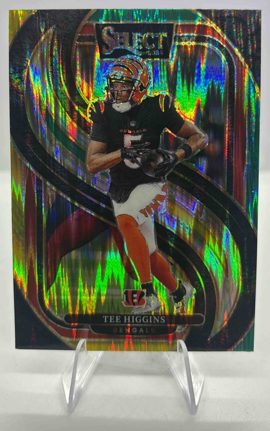 2024 Panini Select Tee Higgins #193 Premier Red and Yellow Prizm Shock Bengals