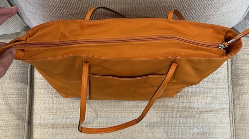 Tumi Voyageur Tangerine Orange Nylon Tote Bag Pink Lining Patent Trim 19”x12”x6” - Picture 12 of 20