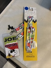 Peanuts Snoopy Joe Cool Fabric Snap-Off Lanyard ID Badge w/ Charm And Hook