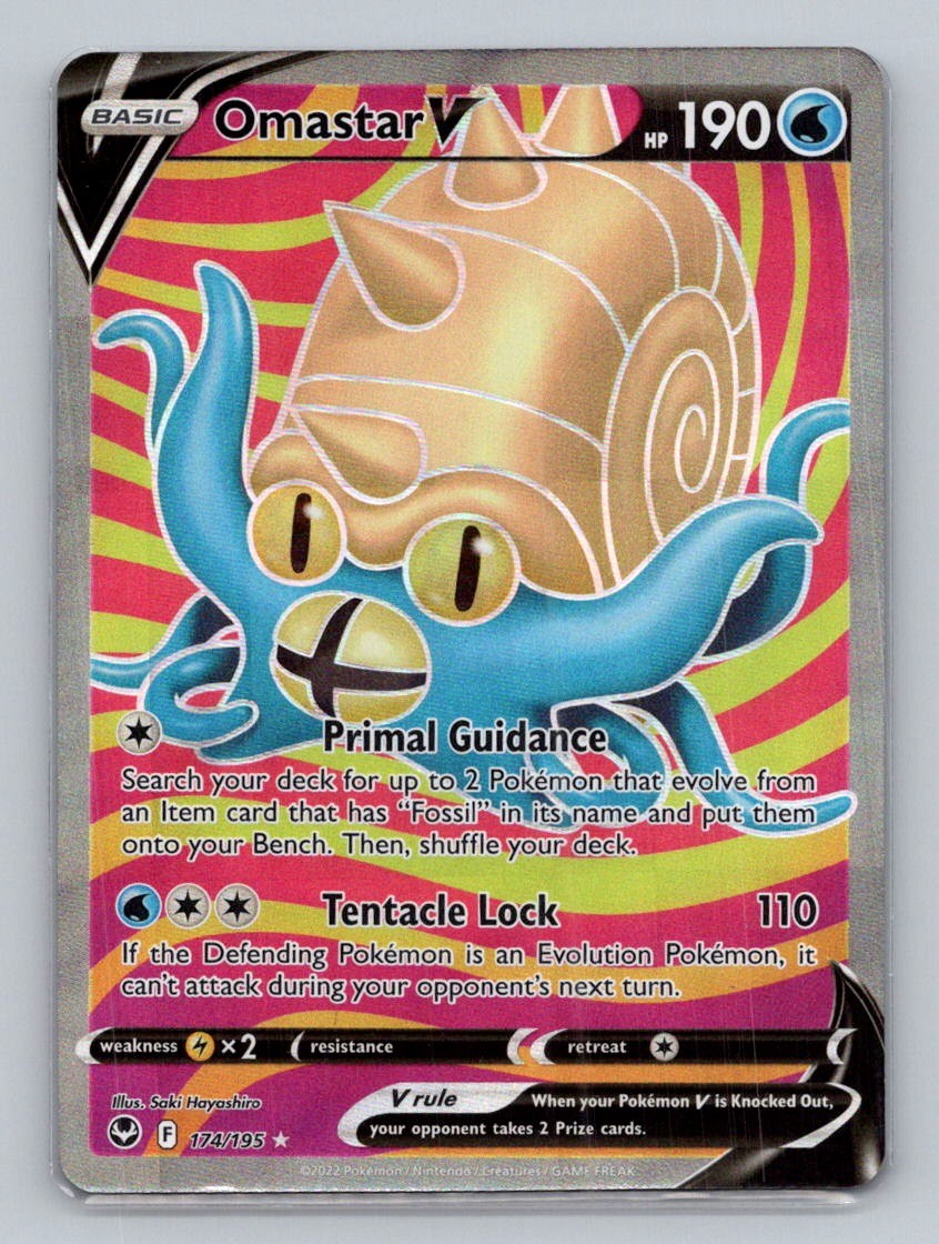 Omastar V (Full Art) 174/195 Ultra Rare SWSH12: Silver Tempest NM Pokemon