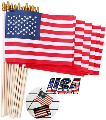 Small American Flags on Stick 5X8 Inch/30 Pack - Mini Ameirican Flags/Handheld A
