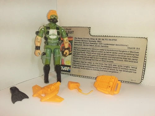 Vintage 1986 G.I. JOE ARAH Wet Suit  V1 3 3/4 Figure w/ Accessories & File Card