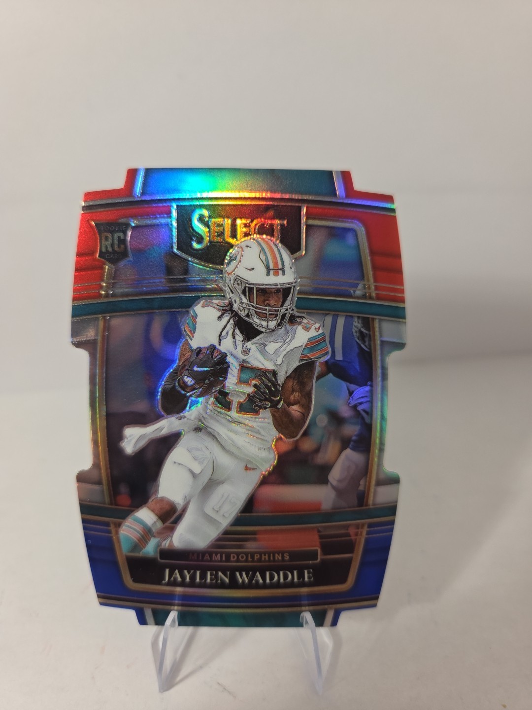 2021 Panini Select - Concourse Jaylen Waddle #48 Red & Blue Prizm Die-Cut (RC)
