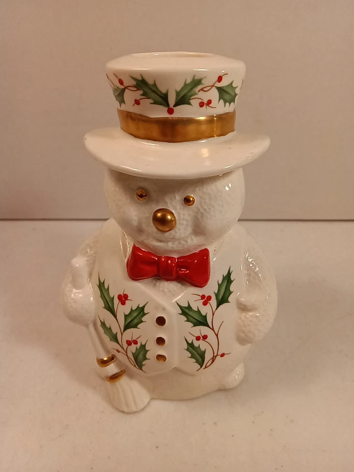 Lenox Muñeco de Nieve Candelabros "Hogar para las Vacaciones" Juego de 2 Muñeco de Nieve Leer Foto 2 de 4