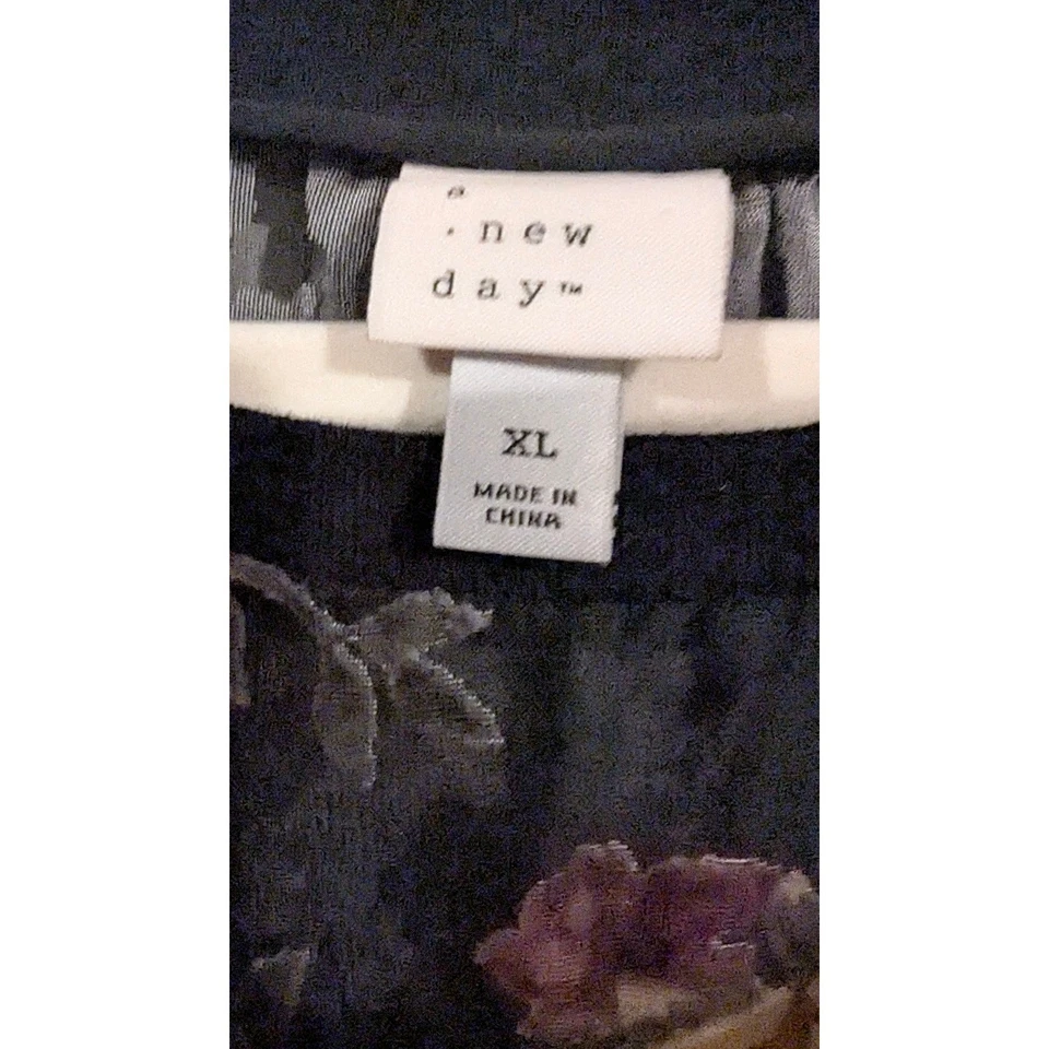 Blusa Top Nuevo Día Negra Floral Terciopelo Burnout Transparente Manga Larga XL Foto 4 de 4