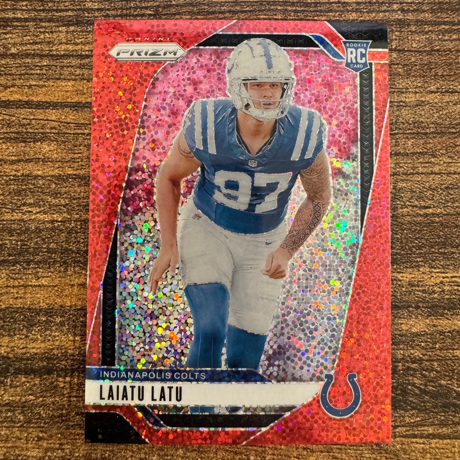 2024 Panini Prizm Laiatu Latu Red Sparkle Prizm #366 Indianapolis Colts RC