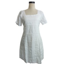 NWT Madewell White Square-Neck Mini Dress in 100% Linen 4