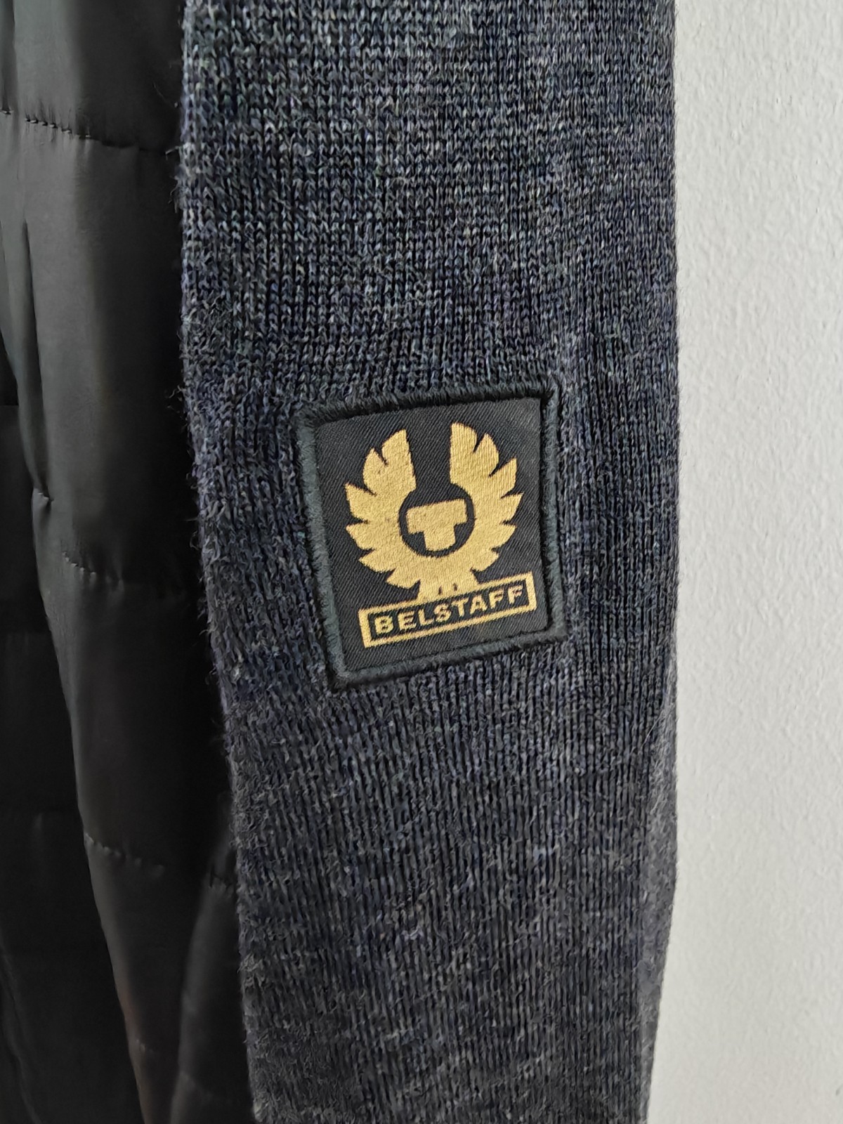 Belstaff Men's Kelbrook Quilted Zip Cardigan Merino Wool Black Grey XL image 9
