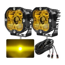 Laser 2pcs 3inch Led Work Light Amber White Spot Pods Offroad Driving Lights