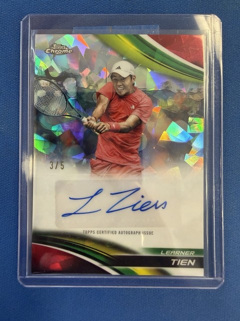 2025 Topps Chrome Red Sapphire Edition Tennis Learner Tien Autograph 3/5