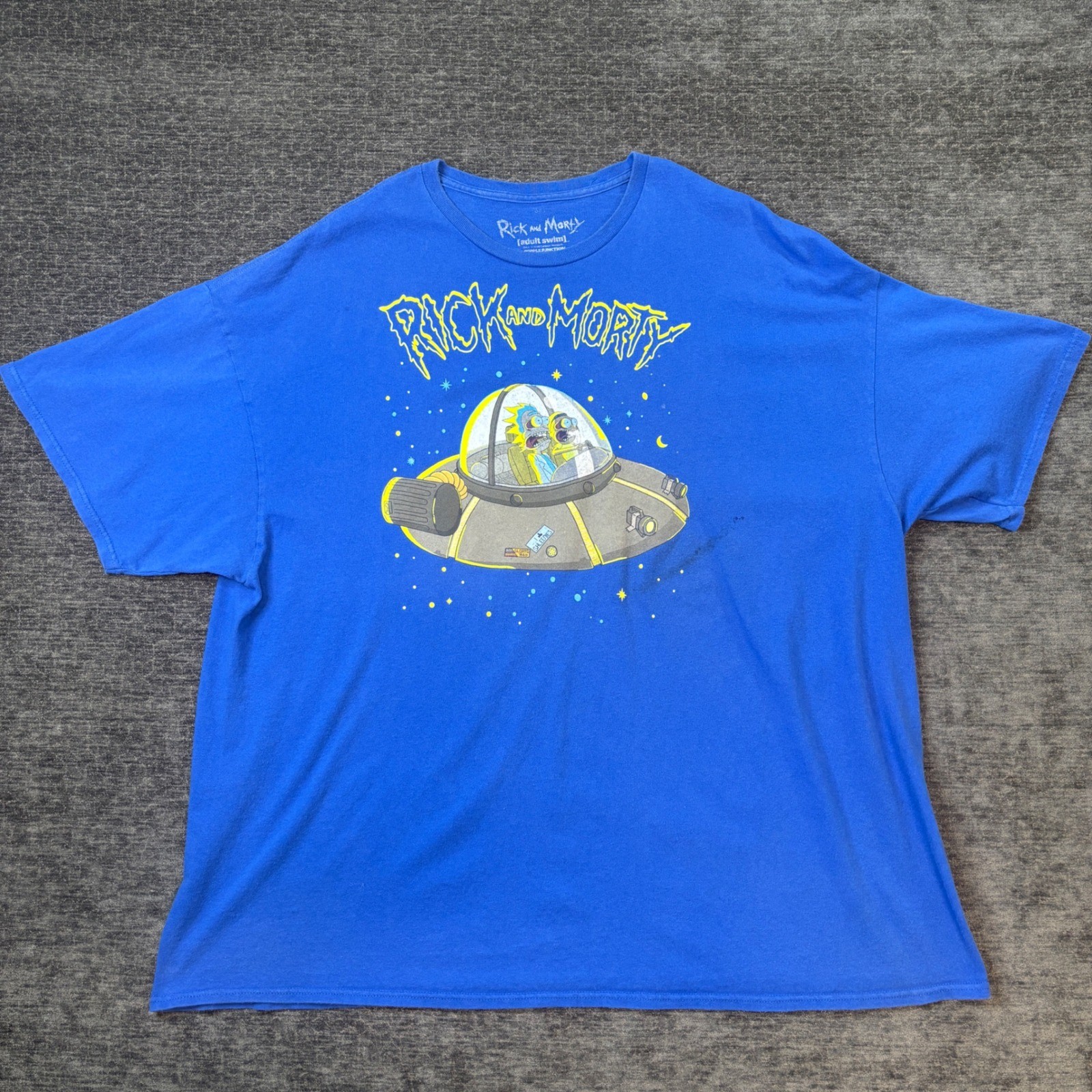 Rick and Morty Adult Swim Ripple Junction Blue Graphic T-Shirt Mens 3XL Space