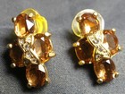 Vintage Swarovski Brown & Clear Crystal Pierced Earrings