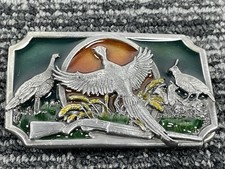    VINTAGE   1983 PHEASANT TURKEY QUAIL HUNTING   SISKIYOU   BRASS BELT BUCKLE