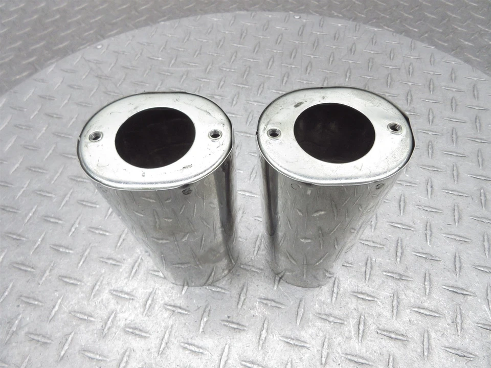 Harley Davidson Fat Boy 2002 FLSTF horquilla delantera tubo cromo cubierta protector conjunto par Foto 2 de 4