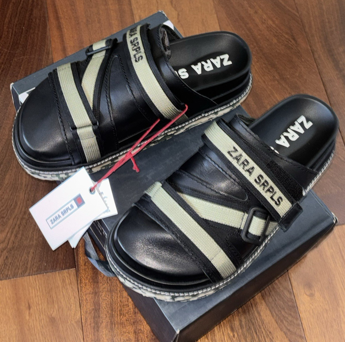 ZARA SRPLS WOMEN LEATHER MULE CLOGS BLACK LEATHER SZ 8 NEW image 5