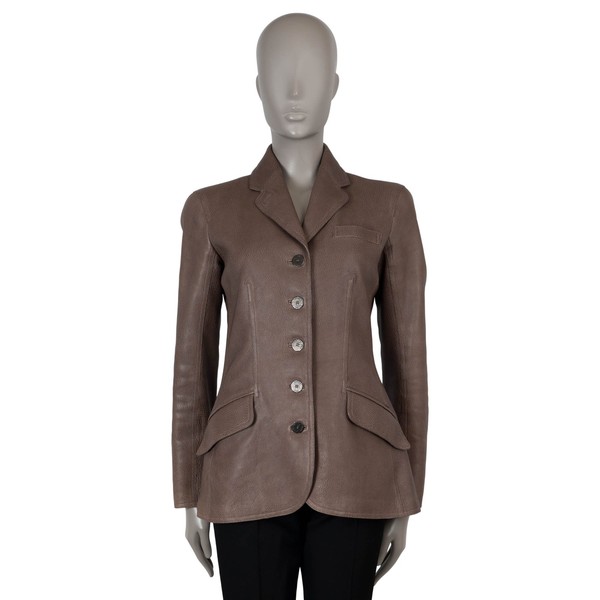 Blazer in pelle taupe HERMES autentico 2010 38 S