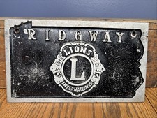 Vintage Original Pennsylvania Ridgeway Lions Intl Car Club Plaque Sign Fraternal Vintage Original Pennsylvania Ridgeway Lions Intl Car Club Plaque Sign Fraternal