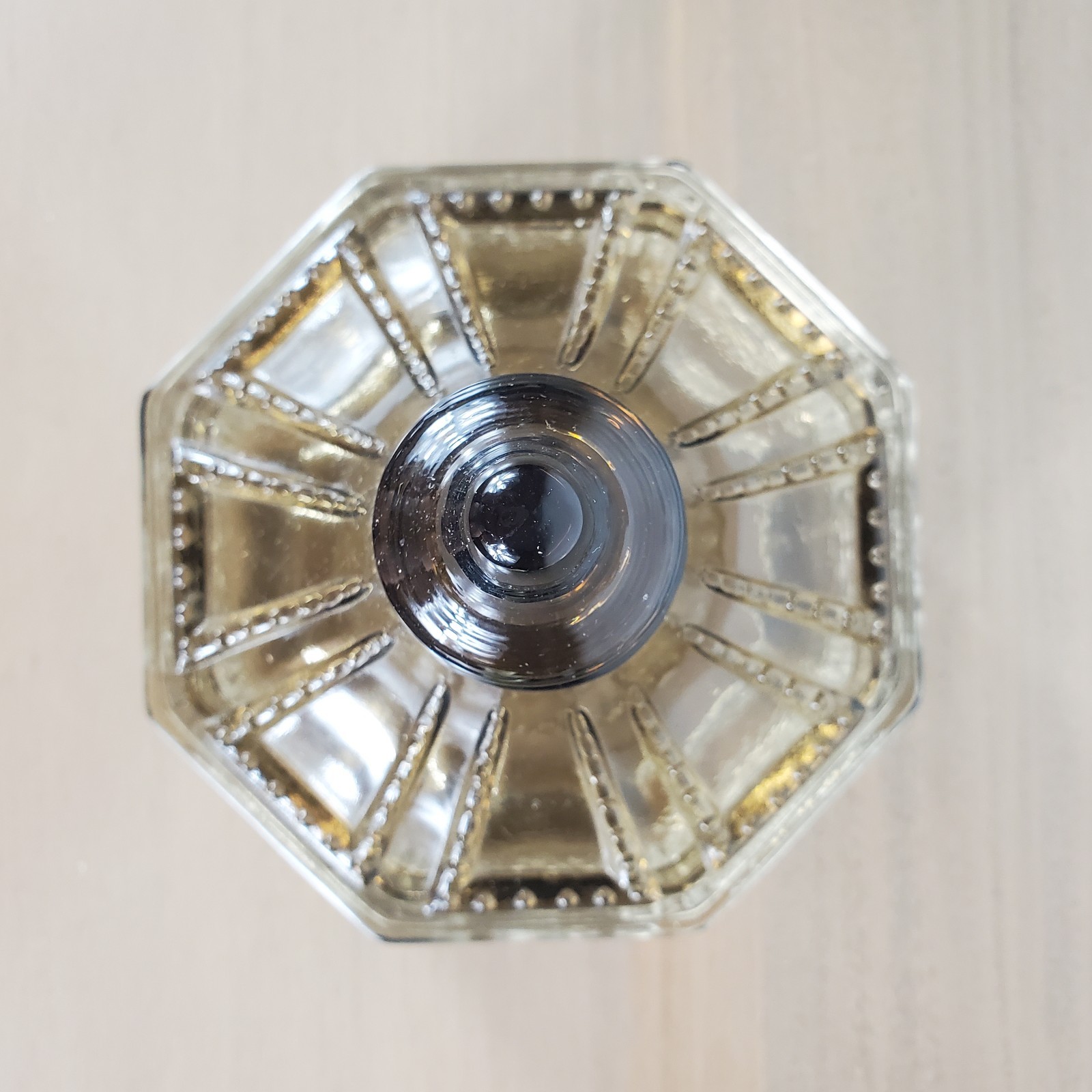 Clear Imperial Glass Candy Dish with Bronze Cover Octagon Birds Flowers Fabulous