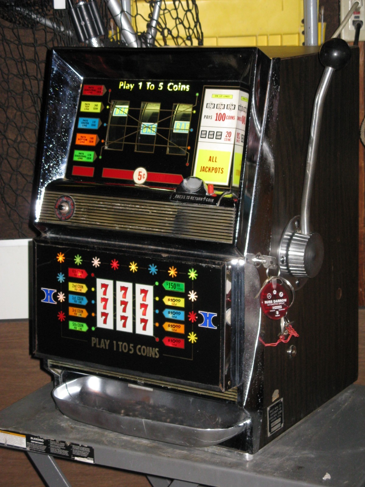 ANTIQUE VINTAGE BALLY'S SLOT MACHINE' (MODEL 742) FIVE LINER) CLEAN ...