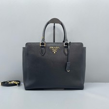 Prada Saffiano Leather Black Tote Bag Handbag w/Strap Gold Hardware[Duties Paid]