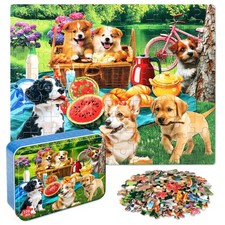 Puzzles for Kids Ages 4-6,Dogs 100 Piece Puzzles for Kids Ages 4-8 w/ Metal Box