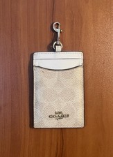 COACH 63274 Signature Canvas ID Badge Card Holder Light Khaki Chalk No Lanyard