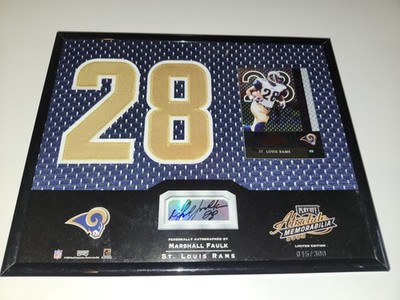 2002 Playoff Absolute Memorabilia Rams HOF Marshall Faulk Auto  Plaque/300 w/COA