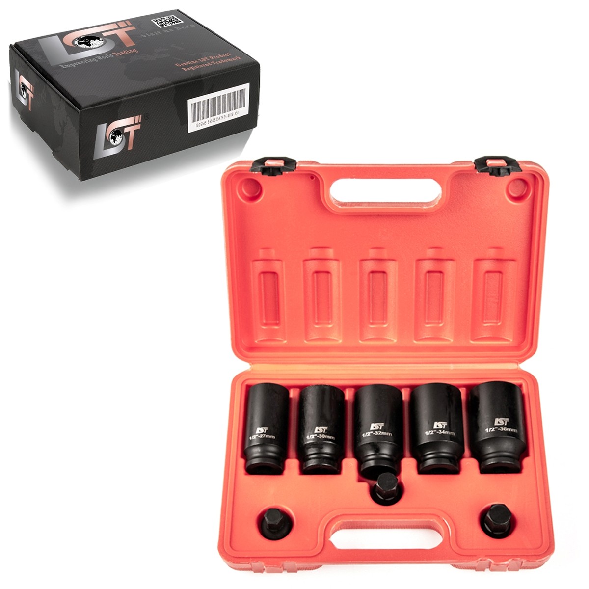 Socket Set 1/2"" Impact Wrench Nuts Wheel Bearing Axle Nut 8-Piece