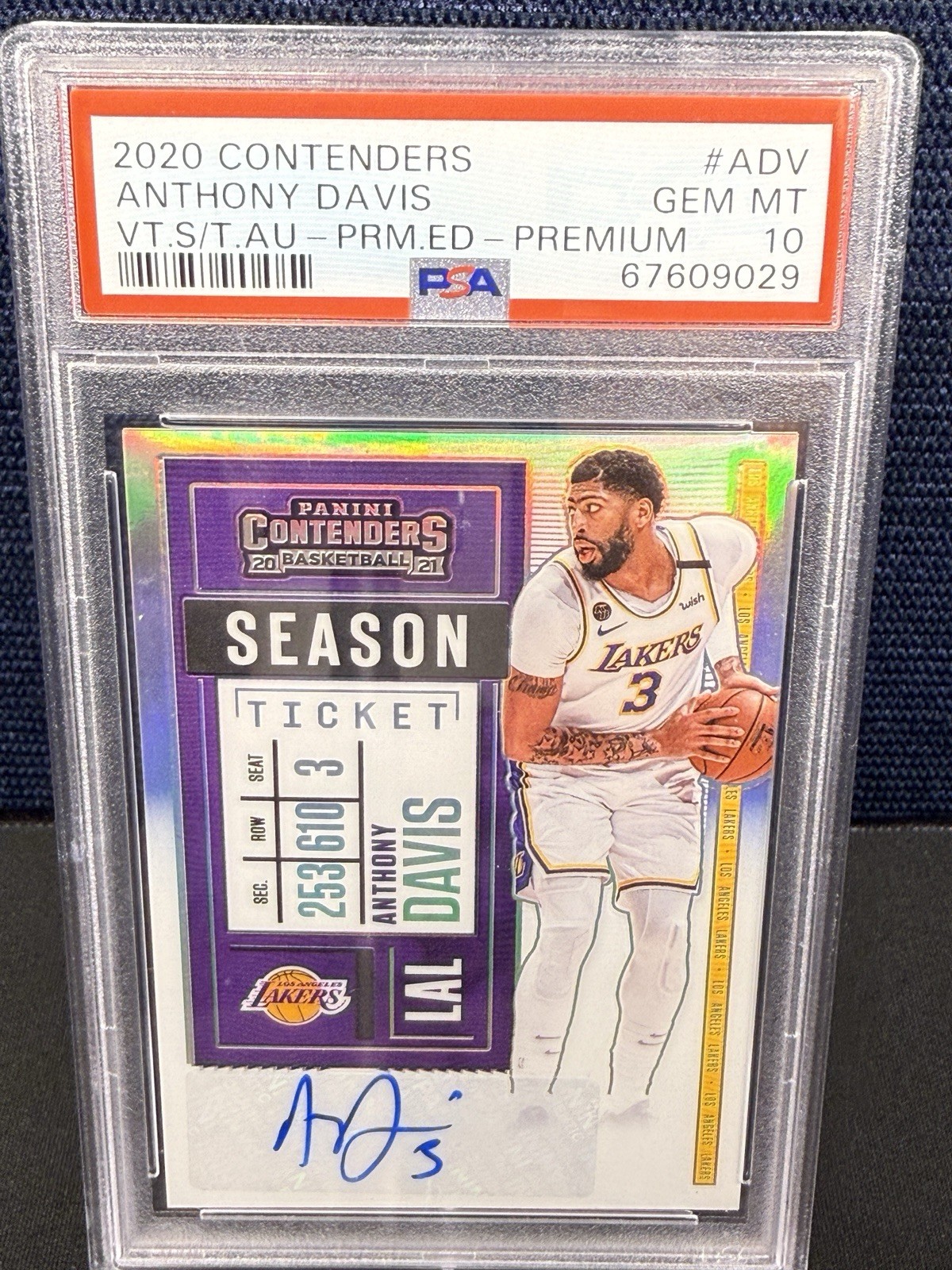 2020 Panini Contenders Anthony Davis Premium Edition Season Ticket Auto PSA 10