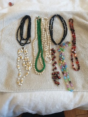 LOT 8 VTg Glass Mix Necklaces  