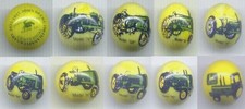 Set of 10 JohnDeere Yellow Glass 1" Logo Marbles