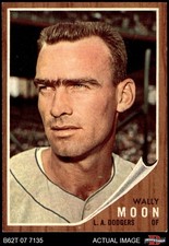 1962 Topps #190 Wally Moon  No Cap Dodgers COMMON VARIATION 7 - NM